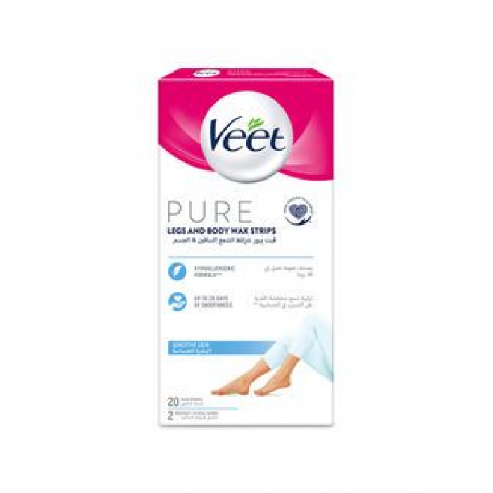 Veet Pure Legs And Body Wax Strips 20Pieces