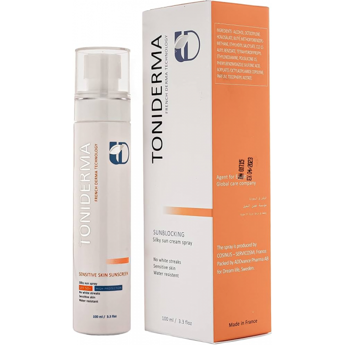 تونيديرما بخاخ واقي شمس +SPF50 لجميع أنواع البشرة الحساسة 100مل