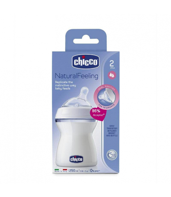 Chicco Naturalfeeling Plastic Feeding Bottle 2M+ 250Ml Regular Flow