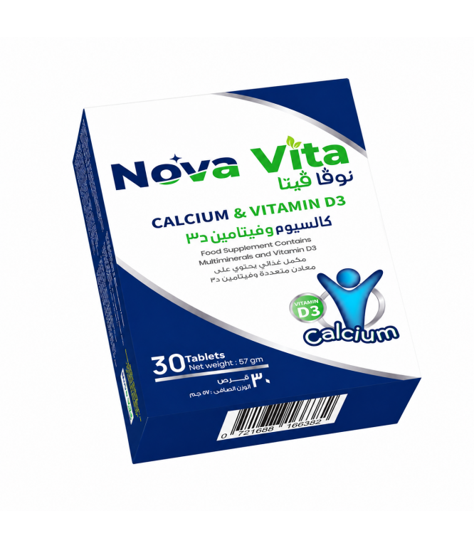 Nova Vita Calcium & Vitamin D3 Tablets for Bone Support 30 Tablets