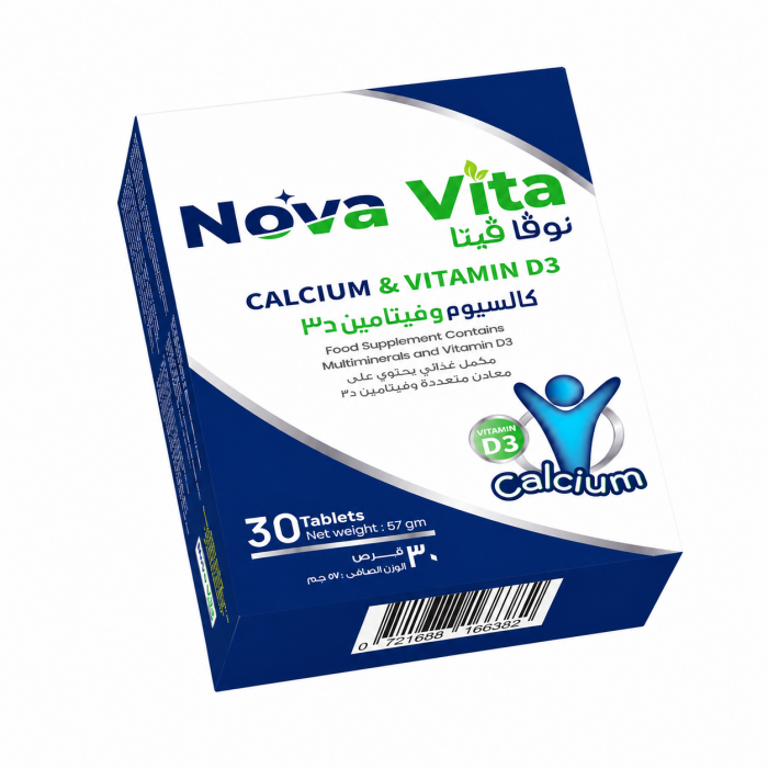 Nova Vita Calcium & Vitamin D3 Tablets for Bone Support 30 Tablets