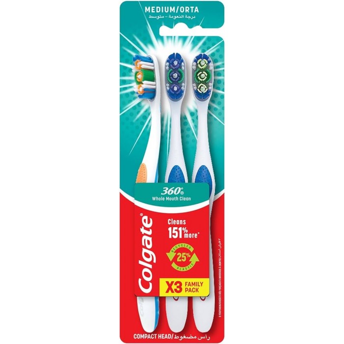 Colgate Tooth Brush 360 Medium 2+1 Pack