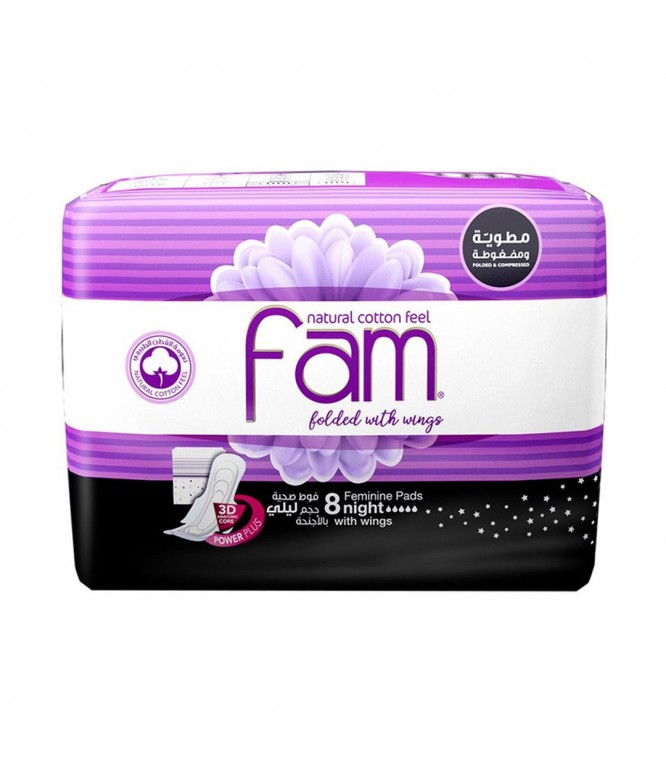 Fam Wings Fold Night Female Diaper 8's