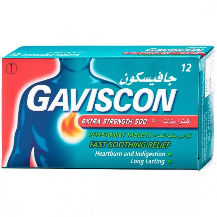 Gaviscon Extra Strength 500 mg Tablets - 12 Tablets