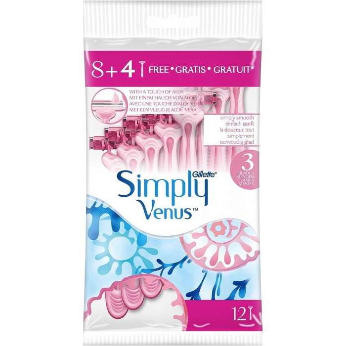 Gillette Simply Venus 3 Women's Disposable Razor 8+4