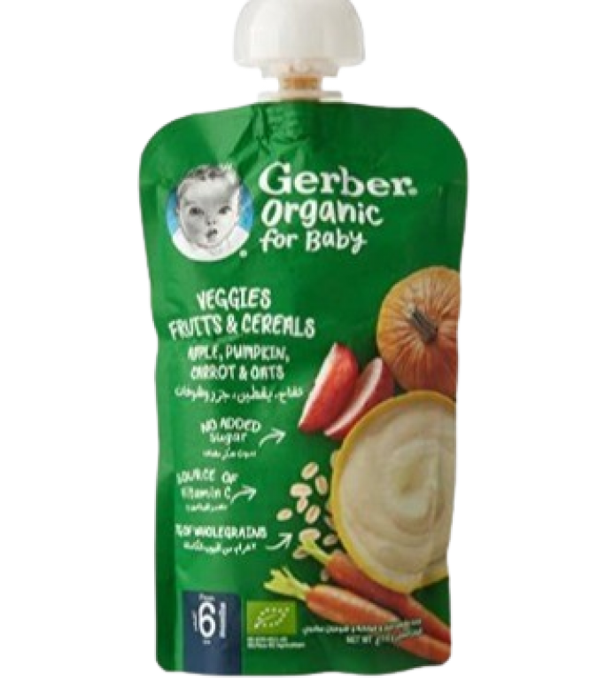 Gerber Organic Apple, Pumpkin, Carrot & Oats 110GM