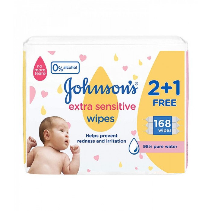 JOHNSON Baby Wipes Extra Sensitive 2+1- 56 wipes