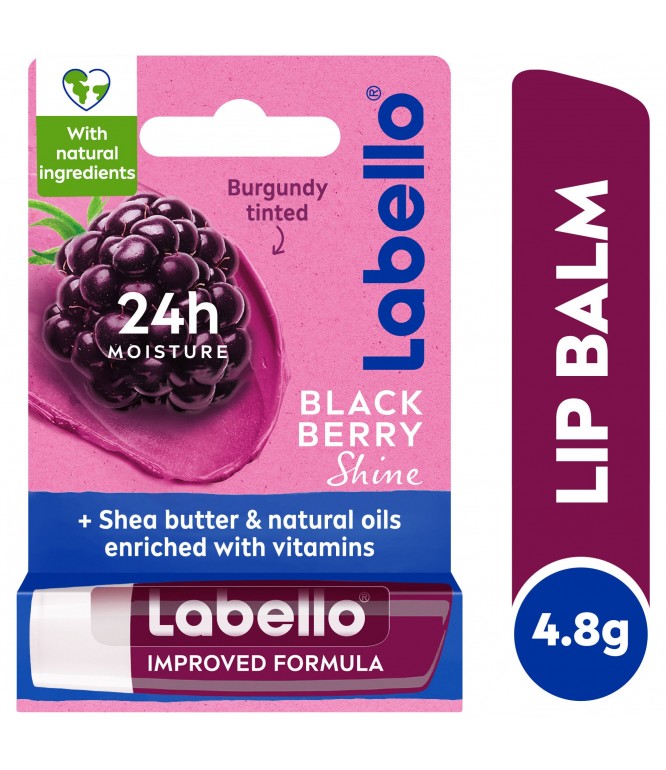 Labello Lip Balm, Moisturising Lip Care, Blackberry Shine 4.8g