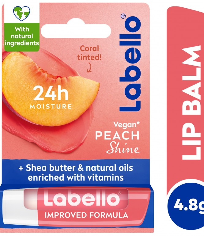Labello Lip Balm, Moisturising Lip Care, Peach Shine 4.8g