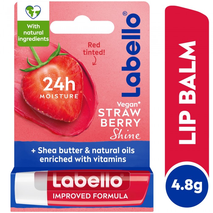Labello Lip Balm, Moisturizing Lip Care, Strawberry Shine, 4.8g