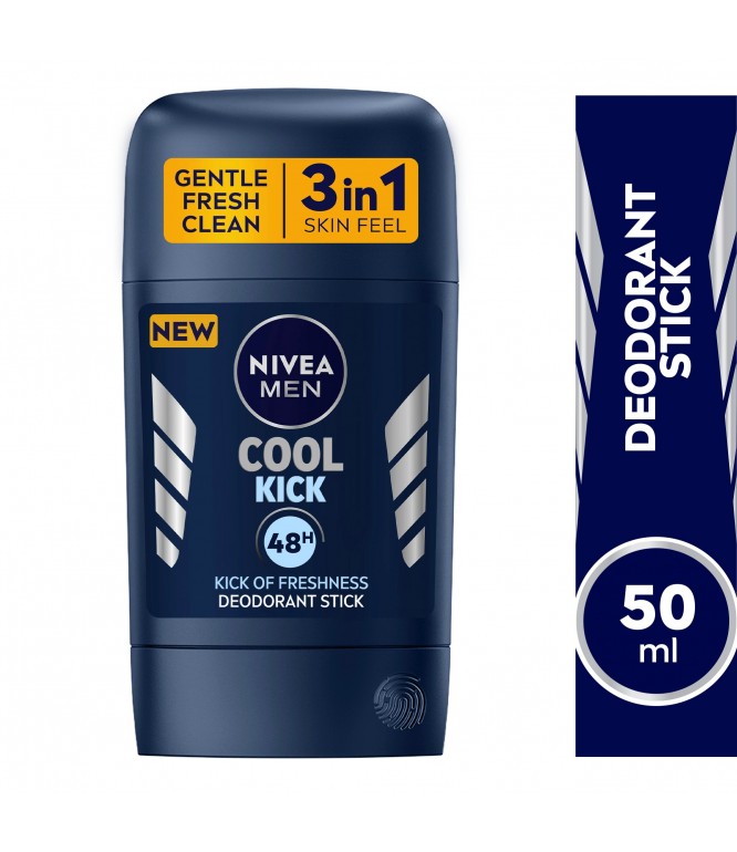 NIVEA MEN Antiperspirant for Men, Cool Kick, Fresh Scent, Stick 50ml
