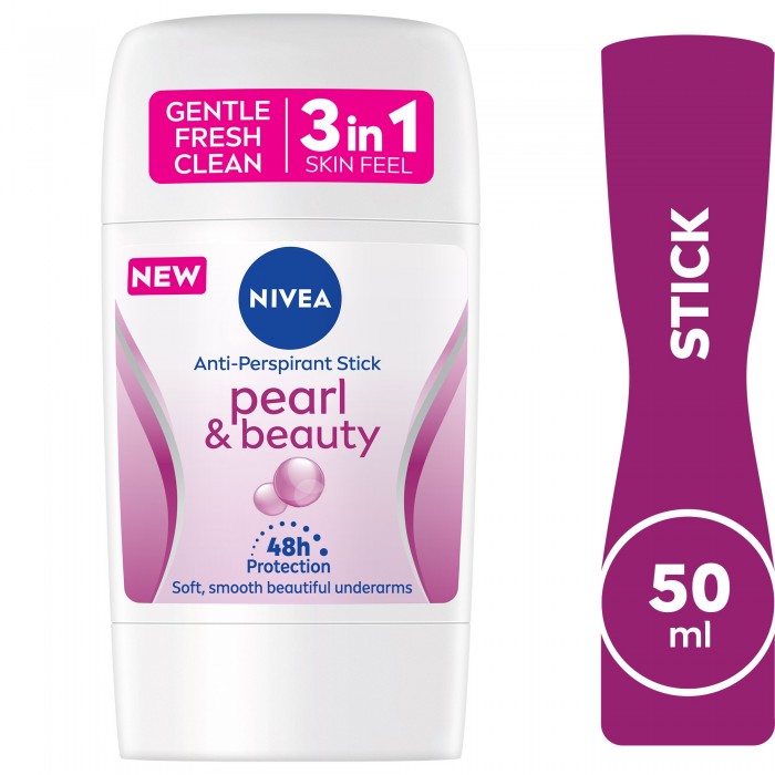 NIVEA Antiperspirant for Women, Pearl & Beauty, Pearl Extracts, Stick 50ml