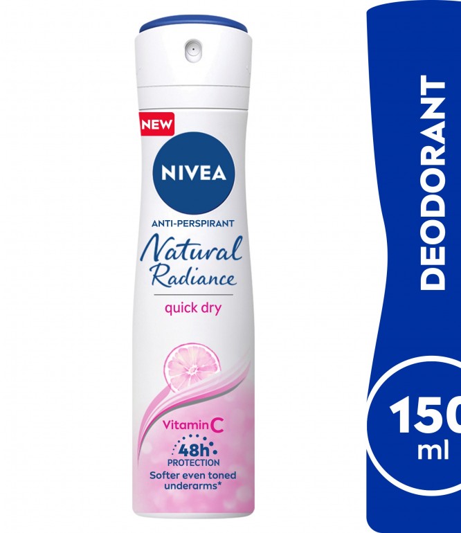NIVEA Antiperspirant Spray for Women, 48h Protection, Natural Radiance, 150ml