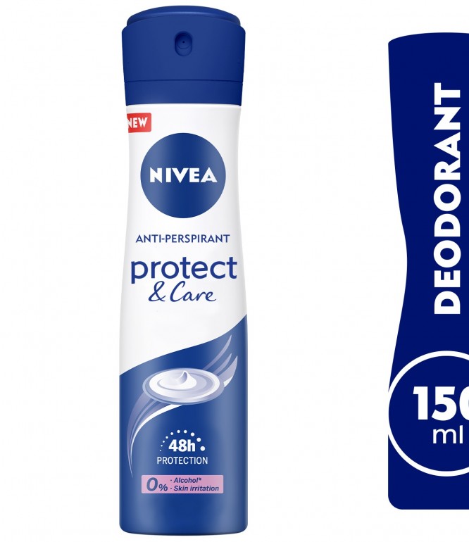 NIVEA Antiperspirant Spray for Women, 48h Protection, Protect & Care No Ethyl Alcohol, 150ml