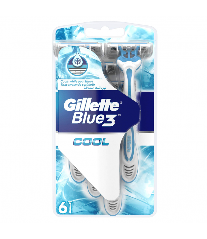 Gillette Blue Cool Men's Bladed Disposable Razors 6pieces