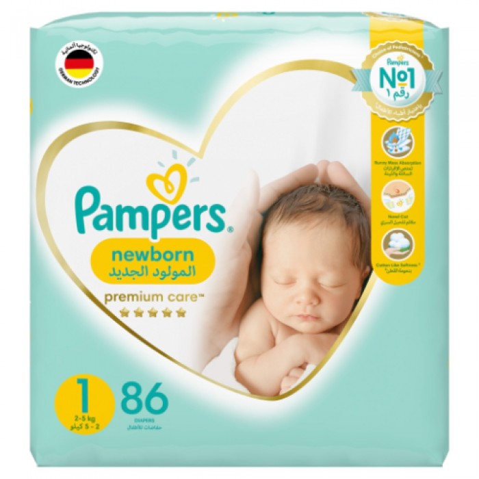 Pampers Premium Care 1 Newborn Baby Diaper 86's