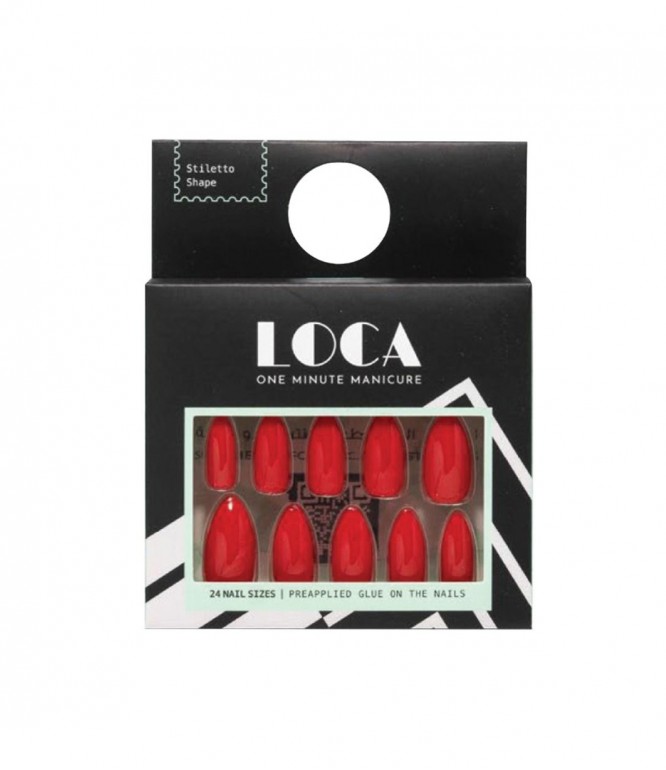 Loca Nails Red Stiletto Shape 24'S
