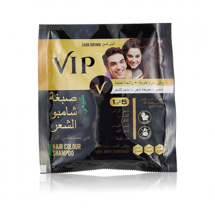 VIP Natural Hair Colour Shampoo - Dark Brown 20 ML Sachet