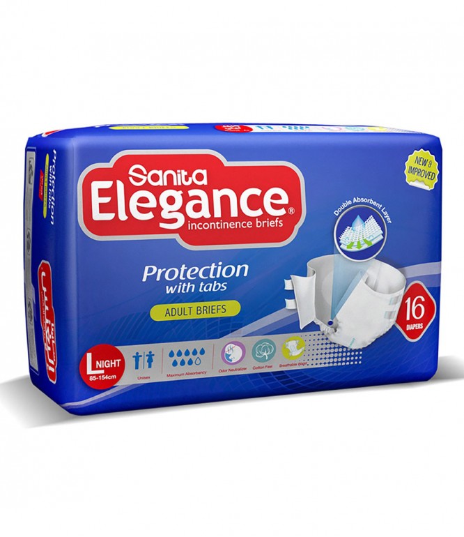 SANITA ELEGANCE ADULT DIAPERS NIGHT LARGE 16 DIAPERS