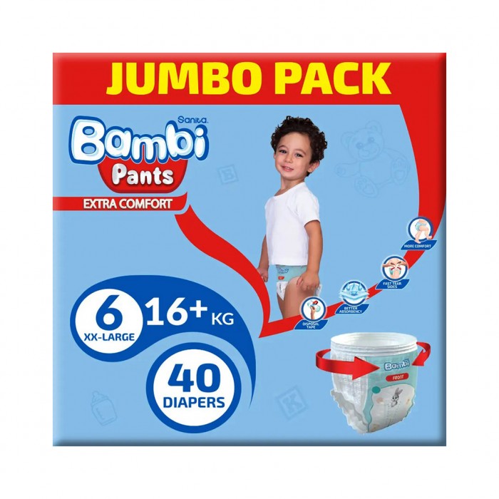 Bambi Size (6) BIG Pack 40 Diapers New