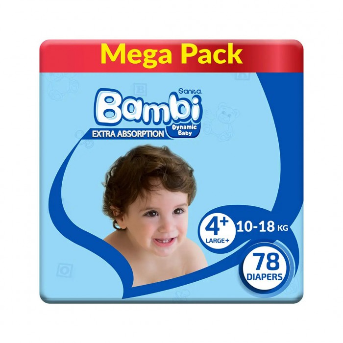 Bambi Size (4+) Mega Pack 78 Diapers 