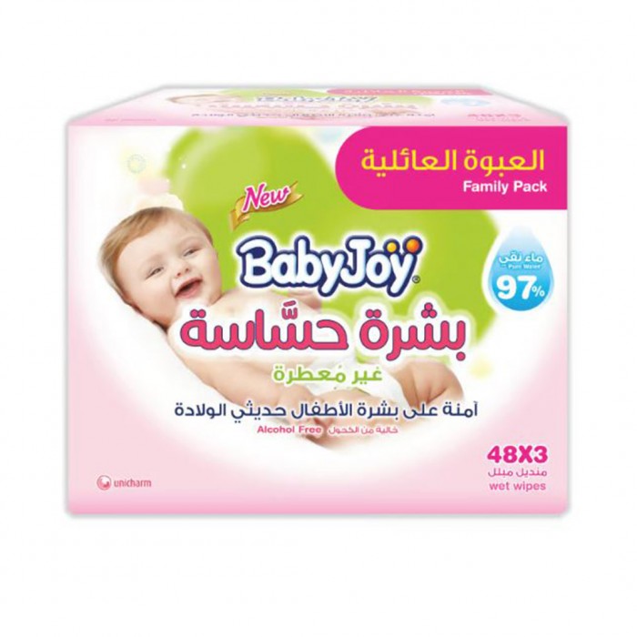 Babyjoy Sensitive Skin Wet Wipes Family Pack 144 Sheet
