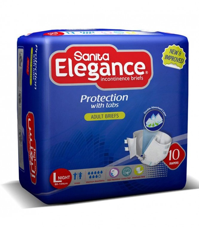 SANITA ELEGANCE ADULT DIAPERS REGULAR LARGE 10 DIAPERS 