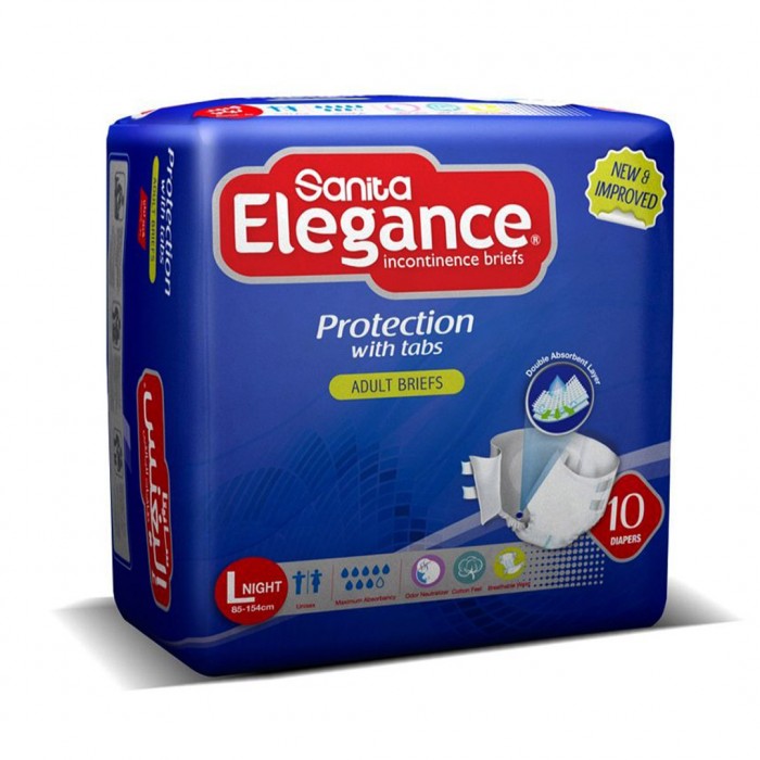 SANITA ELEGANCE ADULT DIAPERS REGULAR LARGE 10 DIAPERS 