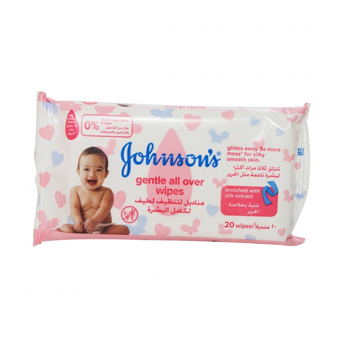 Johnson's Gentle All Over Wipes, Pack of 20 Wipes