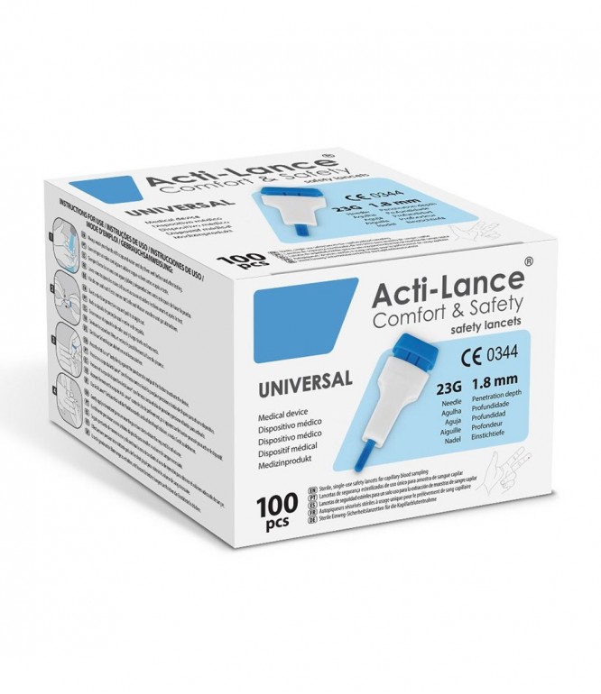 Acti-Lance Diabetic Lancets Universal 23G 1.8 MM - 100 Pcs