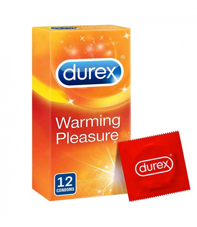 واقي ذكري ديوركس Warming Pleasure مضلعة ومنقطة مع مزلق بإحساس مدفئ