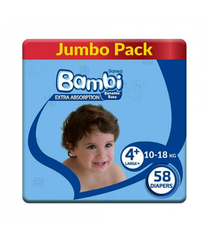 Bambi Size (4+) Big Pack 58 Diapers 