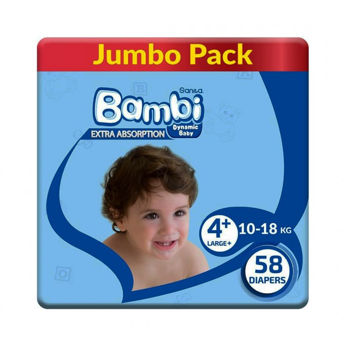 Bambi Size (4+) Big Pack 58 Diapers 