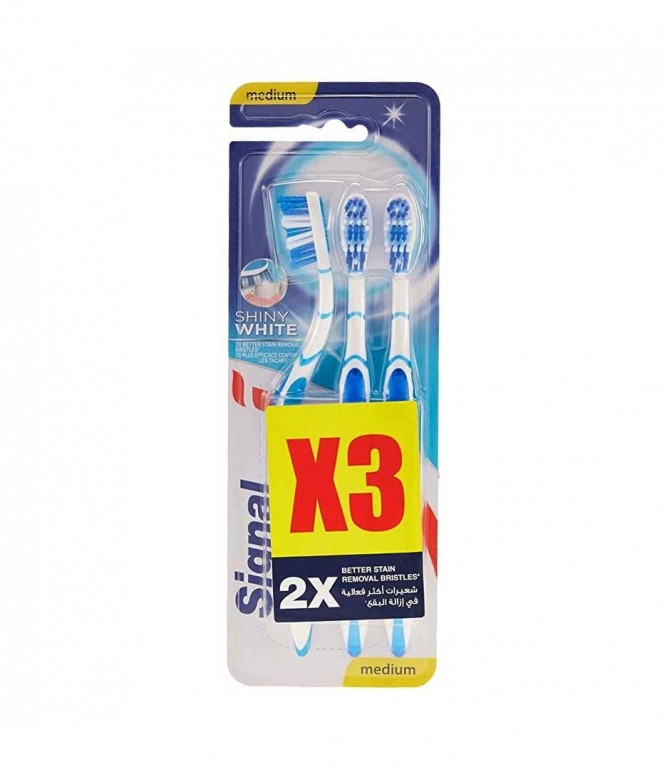 SIGNAL TOOTHBRUSH WHITE SHAINE MEDIUM 3 PCS