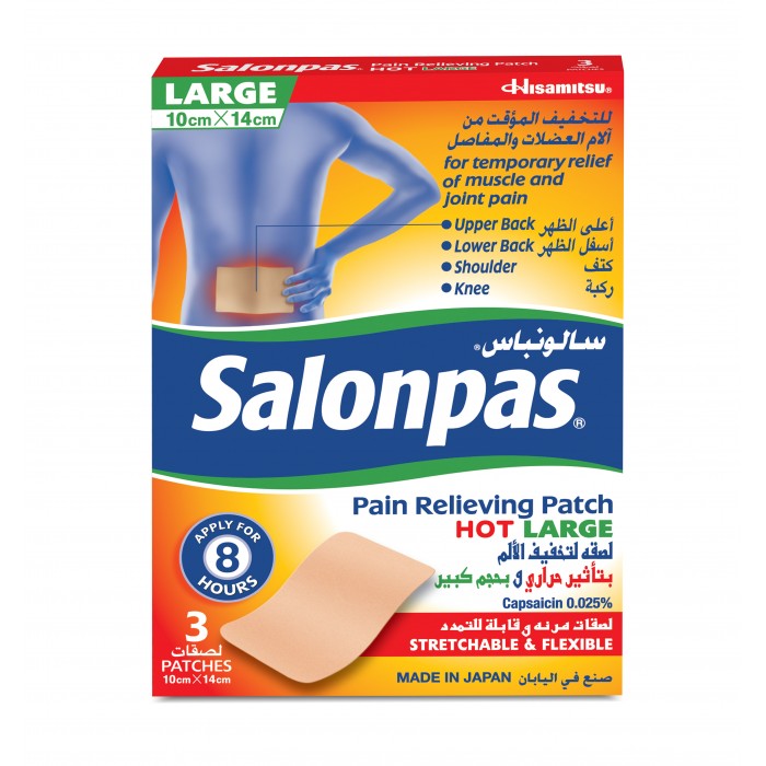 Salonpas Pain Relieving  large hot  (3) patches 10cm*14cm