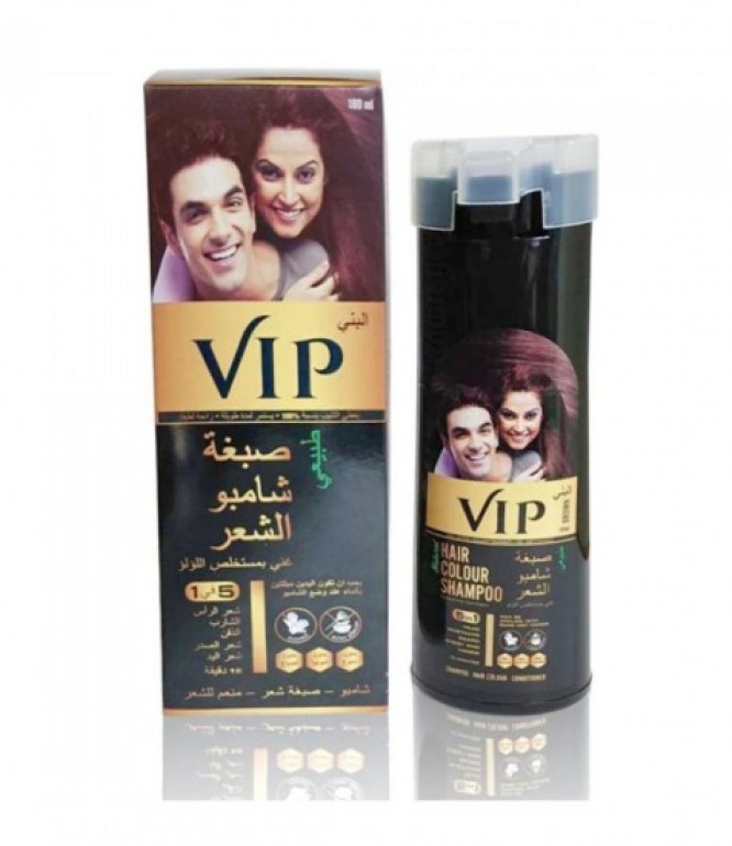 VIP  Natural Hair Colour Shampoo -Brown  180 ML