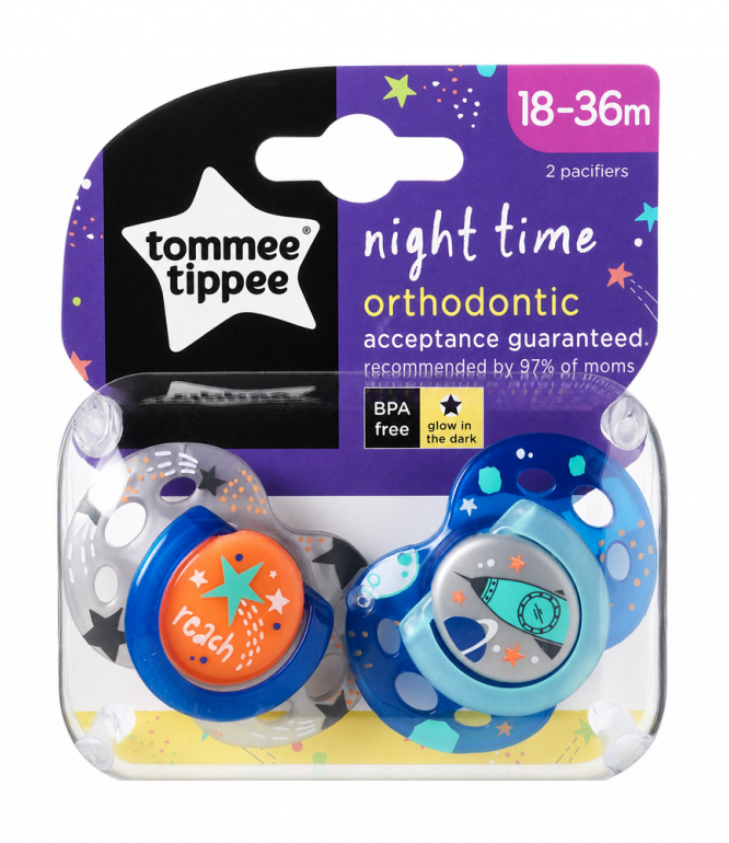 Tommee Tippee Night Orthodontic Soother 2 pcs