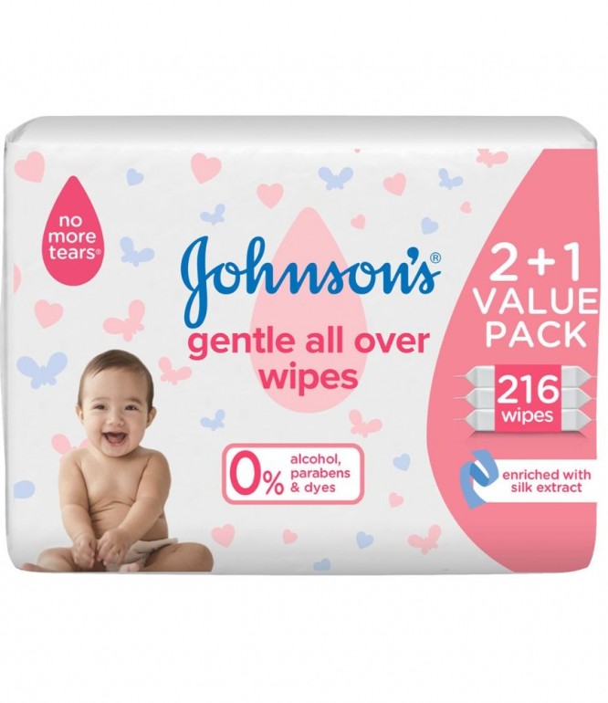 Johnson’S Baby Wipes Gentle All Over - 216 Pcs