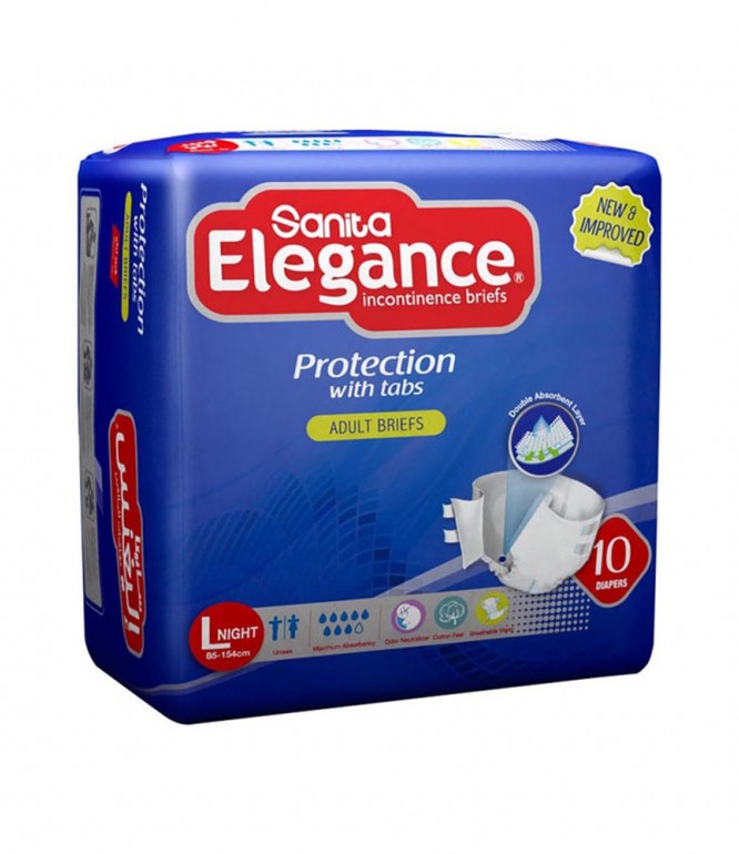 SANITA ELEGANCE ADULT DIAPERS NIGHT LARGE 10 DIAPERS
