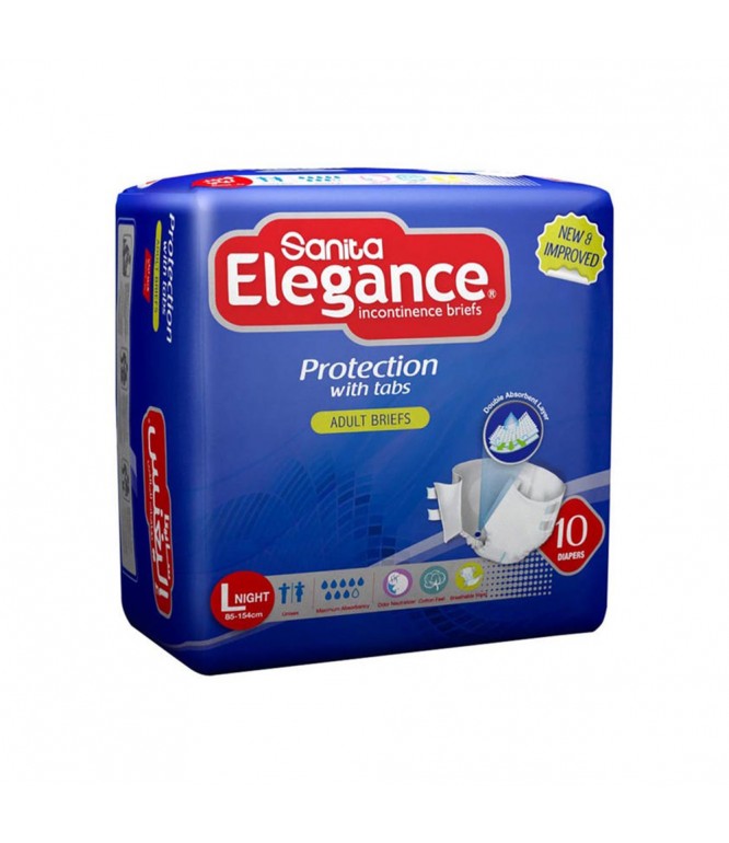 SANITA ELEGANCE ADULT DIAPERS NIGHT LARGE 10 DIAPERS