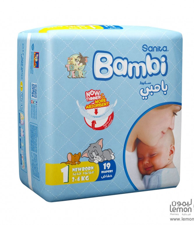بامبي مقاس (1) حديثي الولادة 19 حفاض مولود 