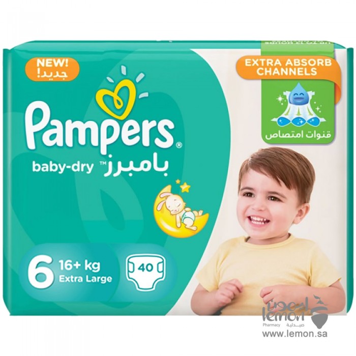 Pampers Baby Diapers Size 6+ Mega Pack 40 Count