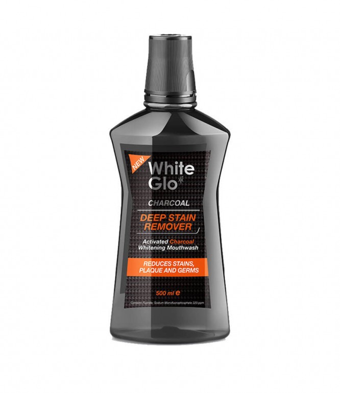 White Glo Charcoal Deep Stain Remover Mouthwash 500ml