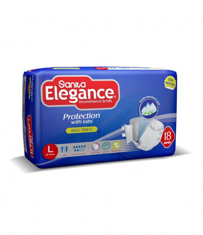 SANITA ELEGANCE ADULT DIAPERS REGULAR LARGE 18 DIAPERS 