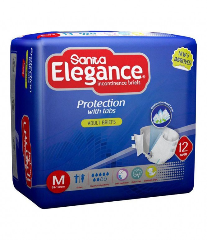 SANITA ELEGANCE ADULT DIAPERS REGULAR MEDIUM 12 DIAPERS 