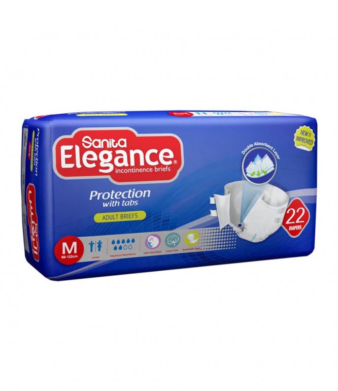 SANITA ELEGANCE ADULT DIAPERS REGULAR MEDIUM  22 DIAPERS 