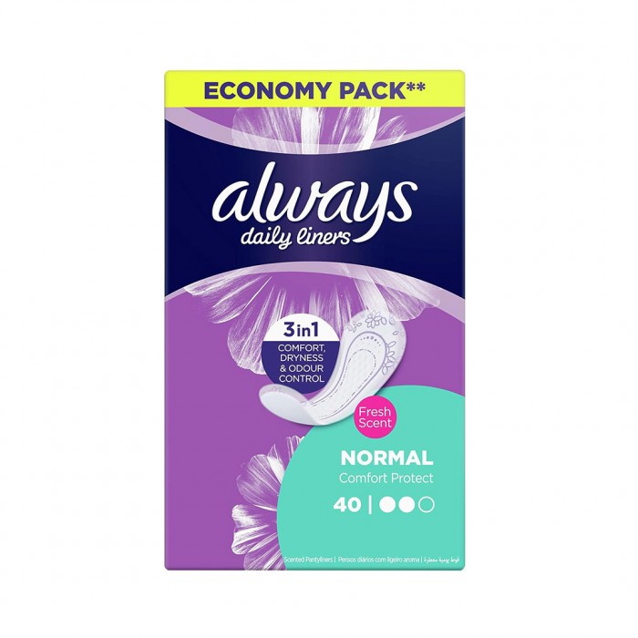 always daily liner comfort protection 40 pieces 