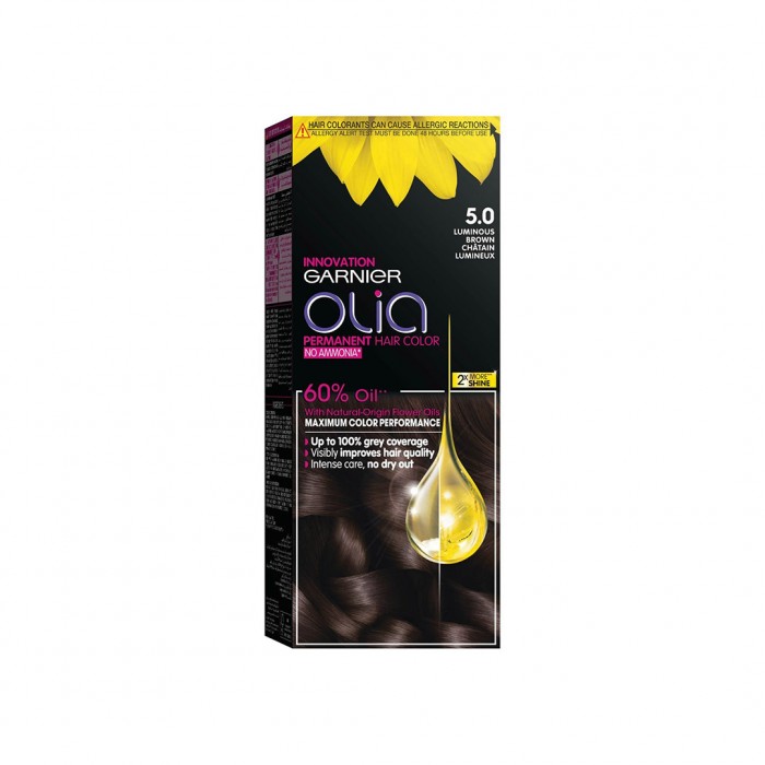 Garnier Olia Hair Color Ammonia Free 5.0 Luminous Brown Color 
