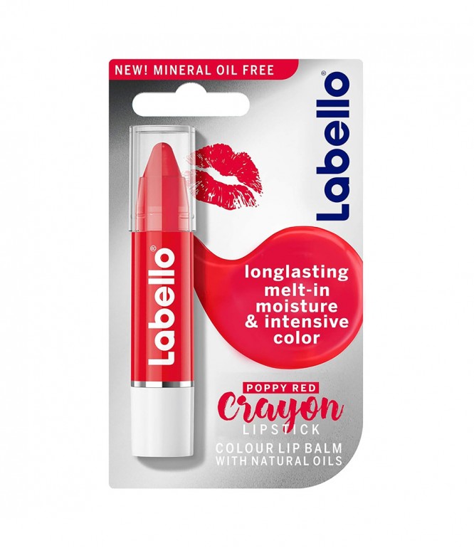 LABELLO Lipstick Crayon Colour Lip Balm Poppy Red 3g