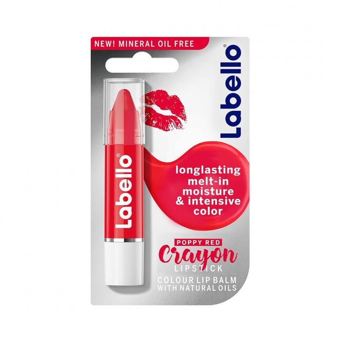 LABELLO Lipstick Crayon Colour Lip Balm Poppy Red 3g